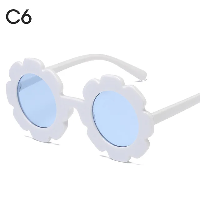 white blue KPAY, винтажные детские солнцезащитные очки, детские солнцезащитные очки, круглый цветок, Gafas, детские, UV400, спортивные солнцезащитные очки для девочек и мальчиков, Oculos De Sol - Цвет линз: white blue