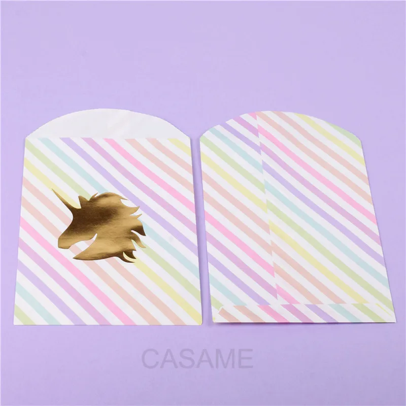 Unicorn 20pcs Единорог бумажные подарочные пакеты розовые конфеты сумка декоративная бумага коробка для поздравительных открыток день рождения партии поставки - Цвет: Unicorn