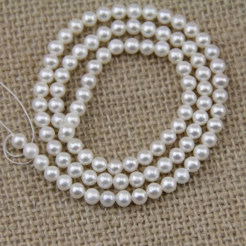 Unique Pearls jewellery Store Charming Loose Pearl Jewelry 4-5mm White Color Freshwater 15'' One Full Strand DIY |