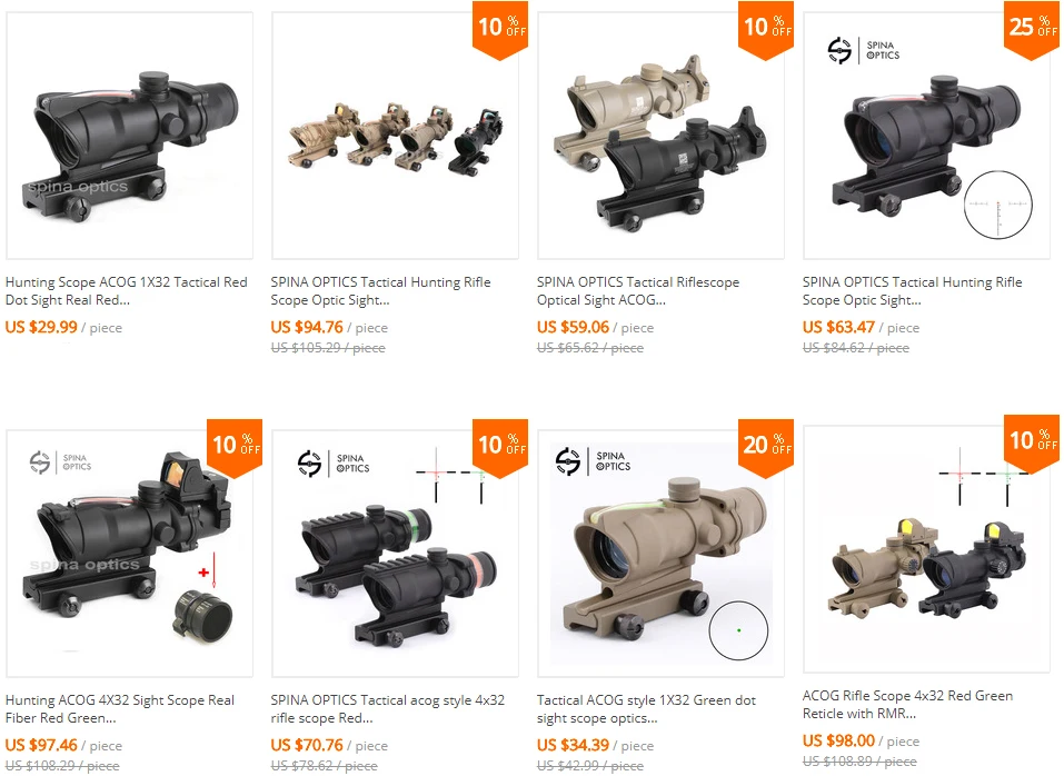 Охотничий Прицел ACOG 4X32 настоящий красный зеленый волоконный оптический прицел с подсветкой шеврон сетка тактический оптический прицел с