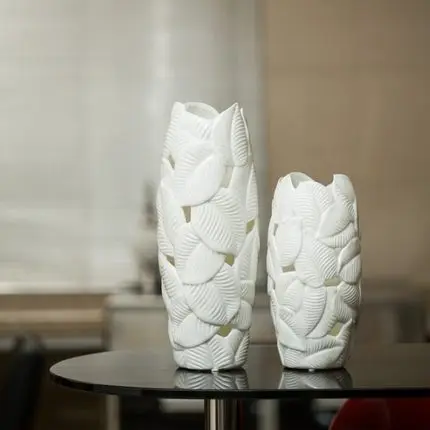 Креативная фарфоровая Выгравированная Цветочная ваза с полыми листьями