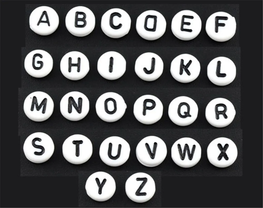 DoreenBeads 520 шт Смешанные акриловые Алфавит &quotA Z&quot плоские круглые бусины 7 мм (B08354)