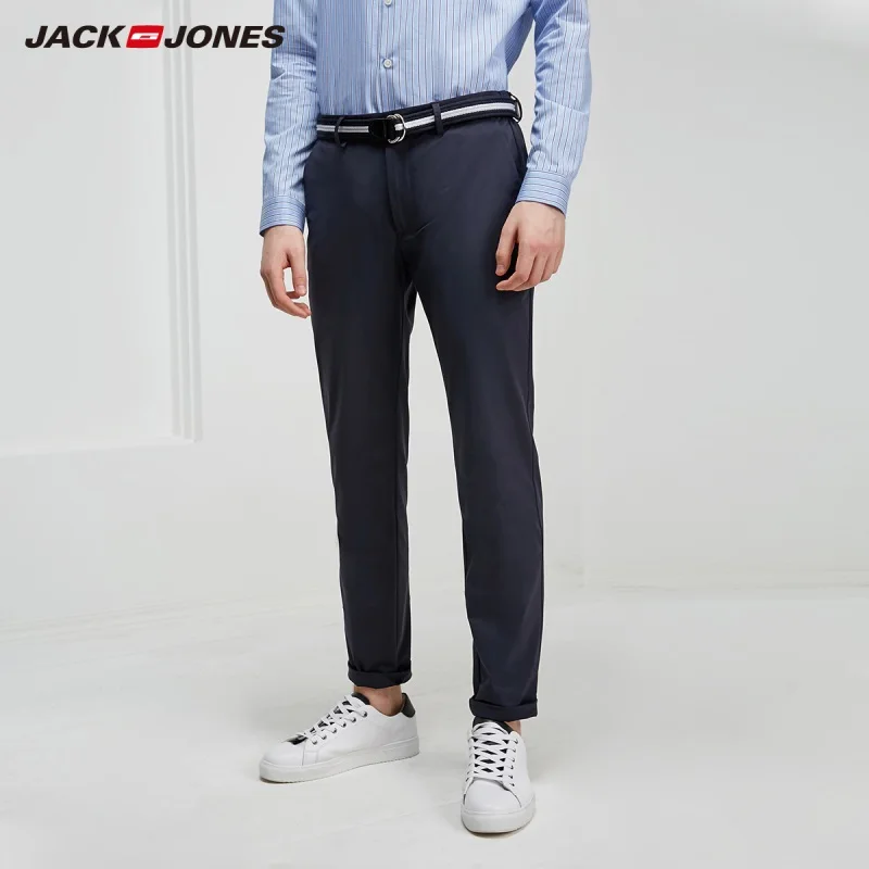 Мужские облегающие прямые брюки JackJones Стрейчевые штаны из лайкры базовая мужская