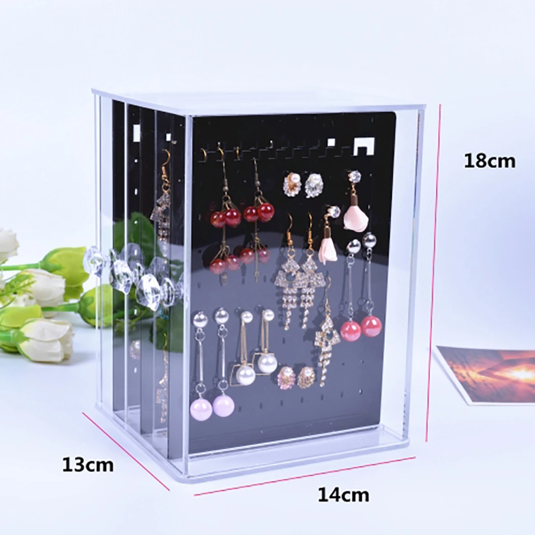 New Fashion Acrylic Jewelry Display Holds Up Earrings Ear Stud Holder Transparent Organizer Earring Showcase Stand Box | Украшения и