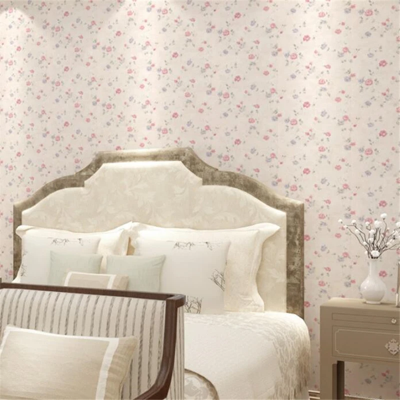 wellyu Idyllic pink purple floral small dormitory bedroom clothing shop wallpaper romantic girl room wedding | Обустройство дома