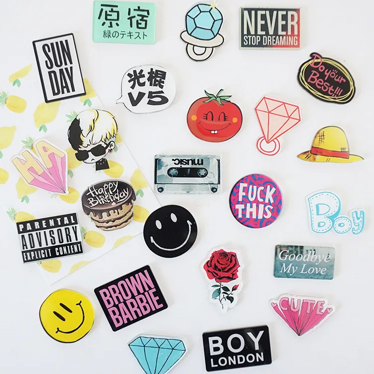 

(20 pieces a lot)Creative Harajuku English smiley acrylic refrigerator
