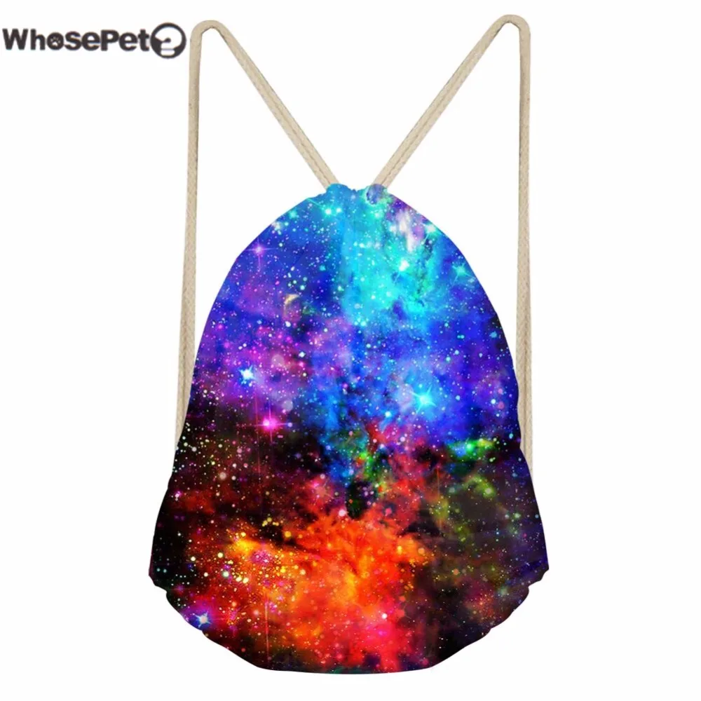 WhosePet Drawstring сумка маленькая для мужчин женщин школы рюкзаки Космическая