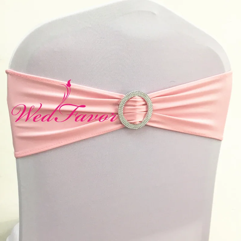 Pink WedFavor 100 шт королевские синие свадебные ленты для стульев из лайкры и спандекса с пластиковой круглой пряжкой для банкета чехлы для стульев - Цвет: Pink