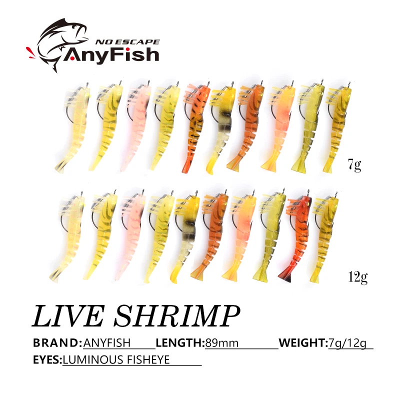Мягкая приманка в виде креветки ANYFISH 7 г/12 г 1 шт. искусственные приманки