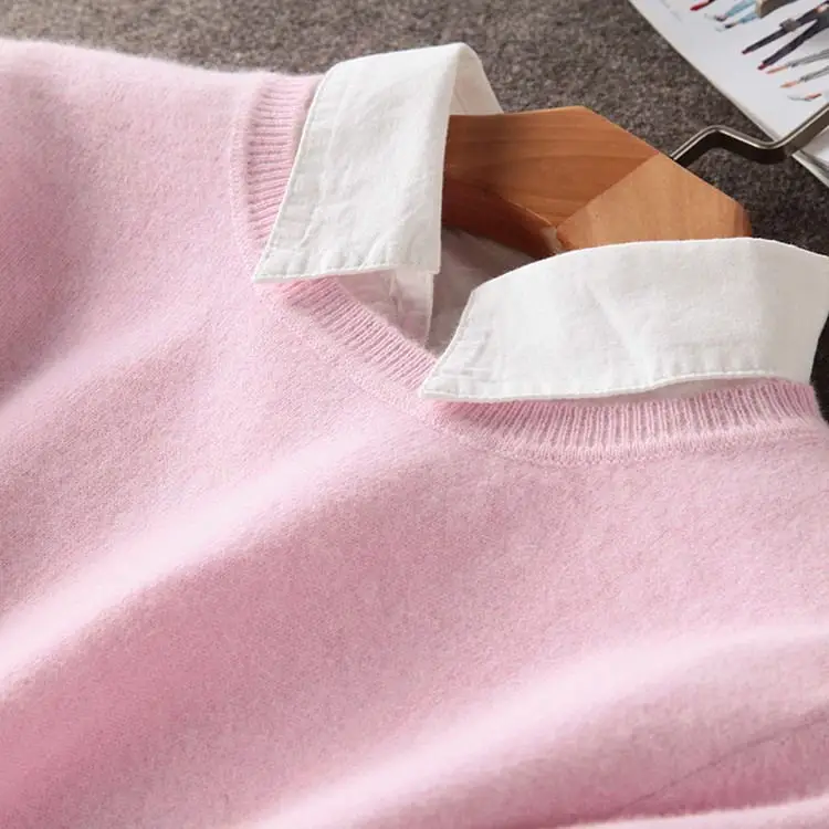 QIAOFEISHANG Cashmere wool Sweater Women solid color Pullover o-neck sweater Long sleeve Knitted clothes | Женская одежда