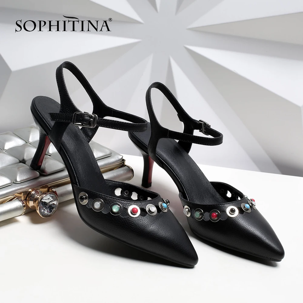 SOPHITINA/женские сандалии из натуральной кожи для вечеринок и офиса с заклепками