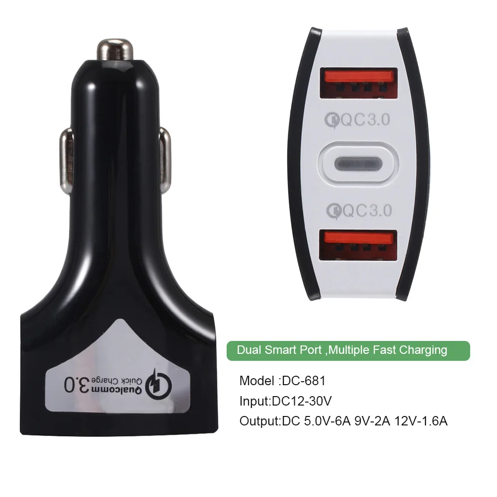 AiSMei QC 3 0 USB Автомобильное зарядное устройство Быстрая зарядка 2 с двойным портом