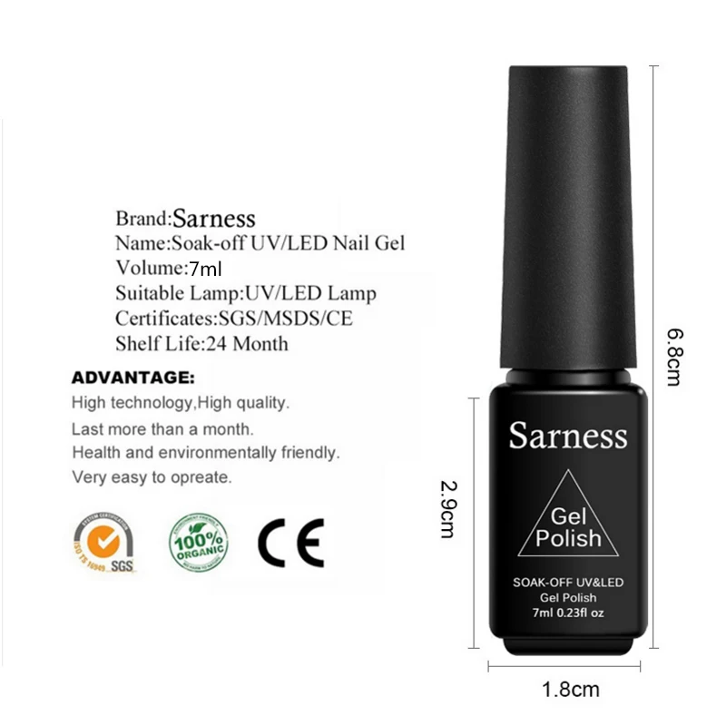 Sarness 1 шт. впитывающий УФ-гель Vanish Professional Solid Colors для ногтей великолепный лак