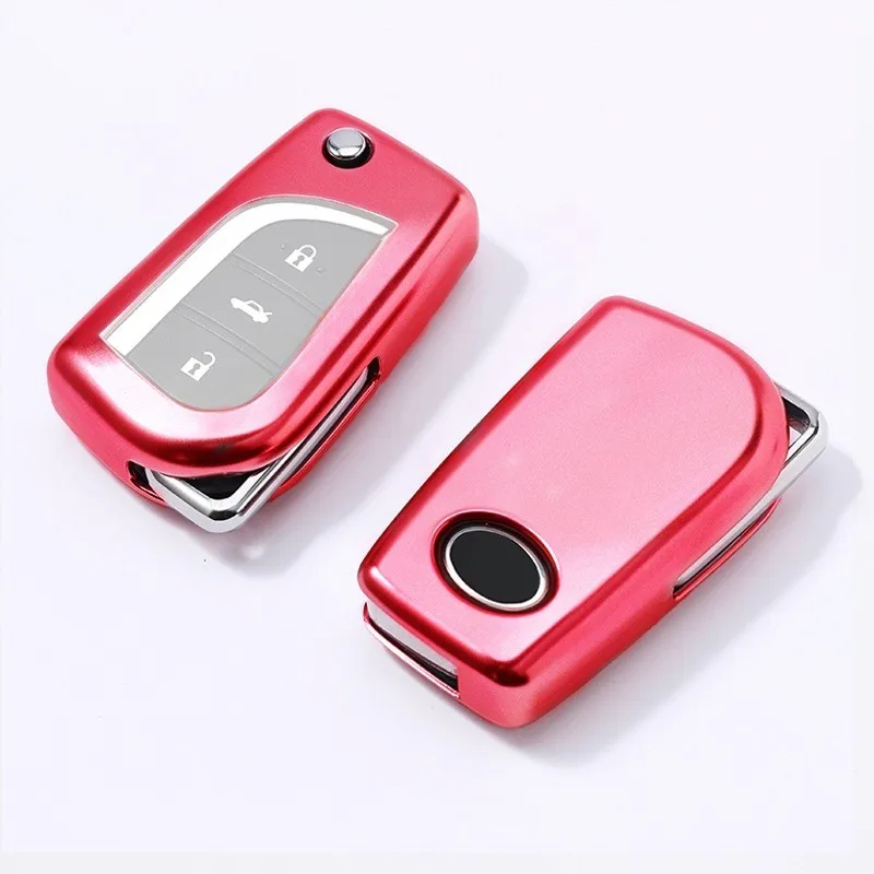 Soft TPU car key fob cover case shell set holder for Toyota Corolla Prado Fortuner RAV4 folding flip Remote Protect | Автомобили и