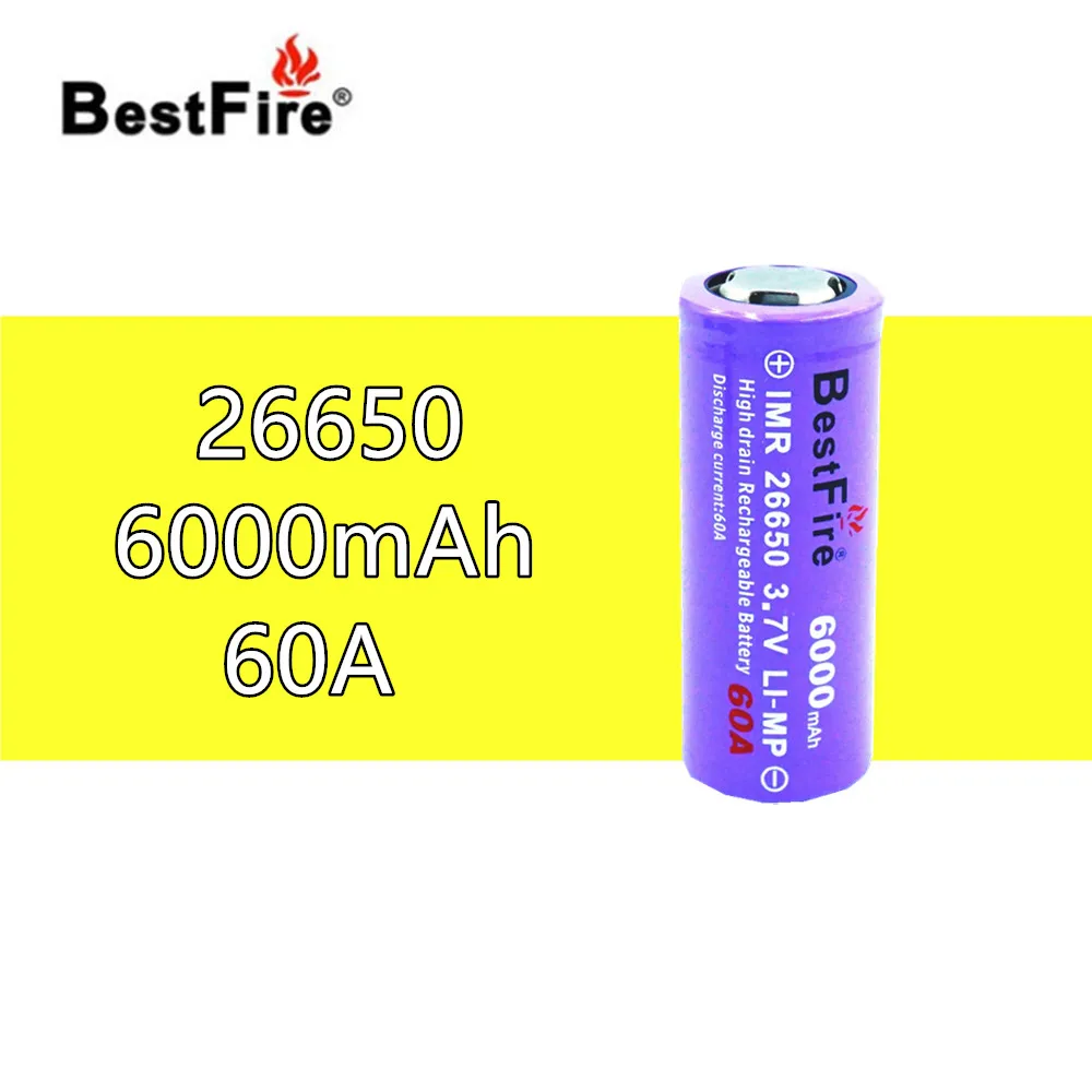Литий-ионный аккумулятор BESTFIRE IMR 26650 6000 мАч 60 А для электронной сигареты