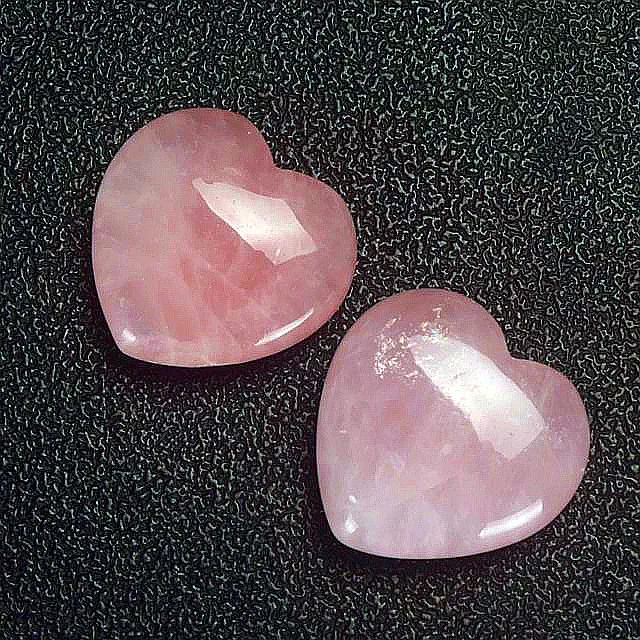 

2PCS Natural Pink Rose Quartz Crystal Polished Love Heart Stone Healing DIY Jewelry