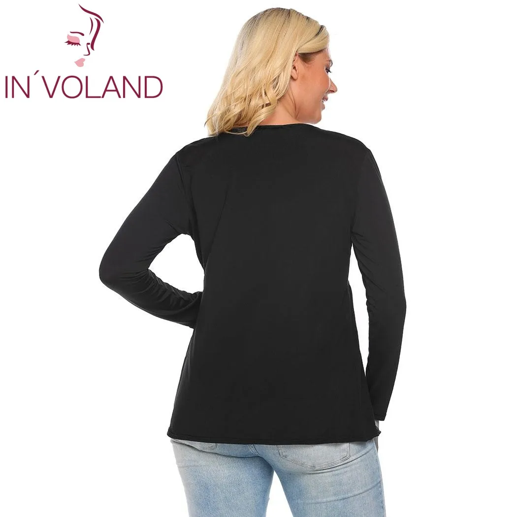 IN'VOLAND женская футболка большого размера осенне Весенняя плиссированная с