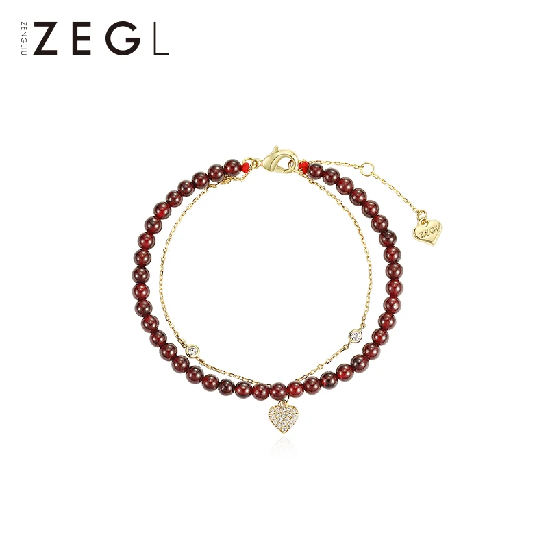 Женский браслет ZEGL star and moon с красным гранатом Корейская версия простого