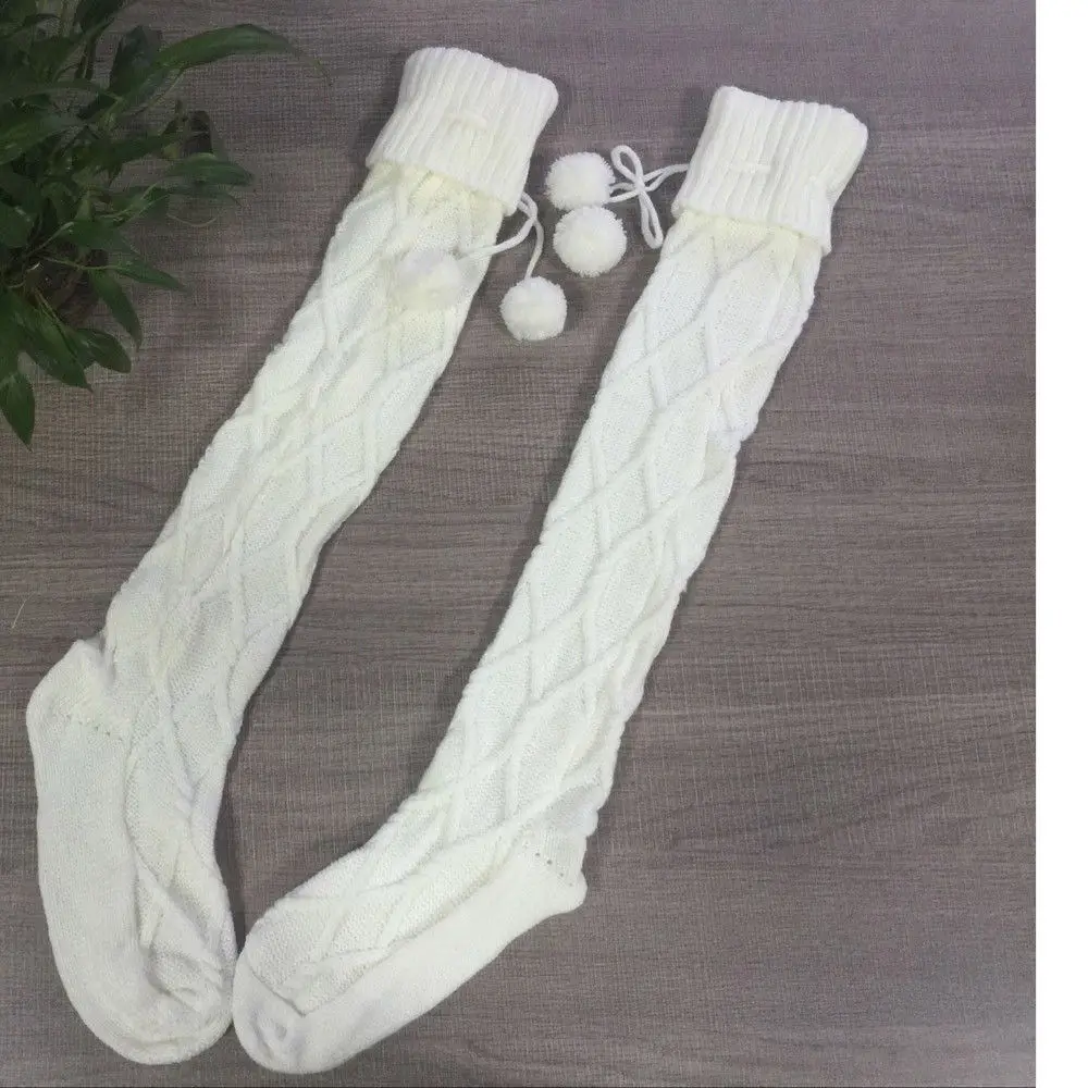 Теплые женские гольфы вязаные очень длинные сапоги зимние до колена школьные