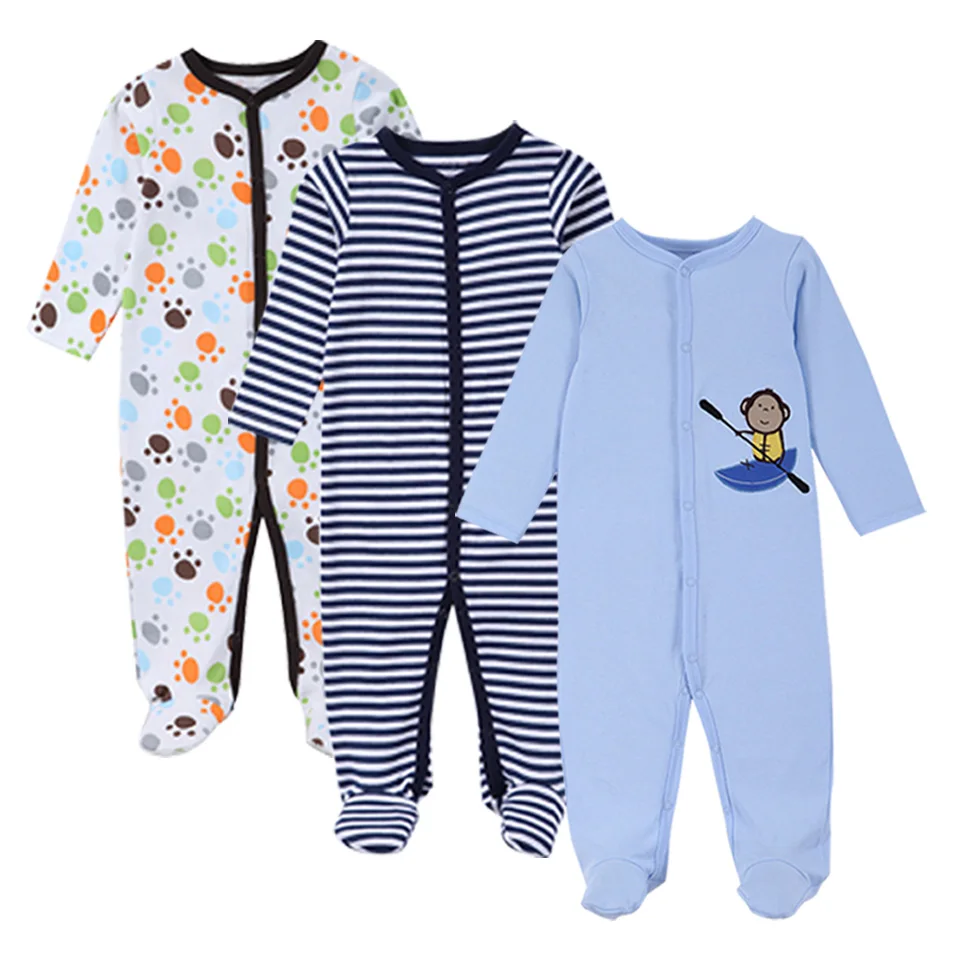 3 шт. детский хлопковый комбинезон с круглым вырезом | Мать и ребенок