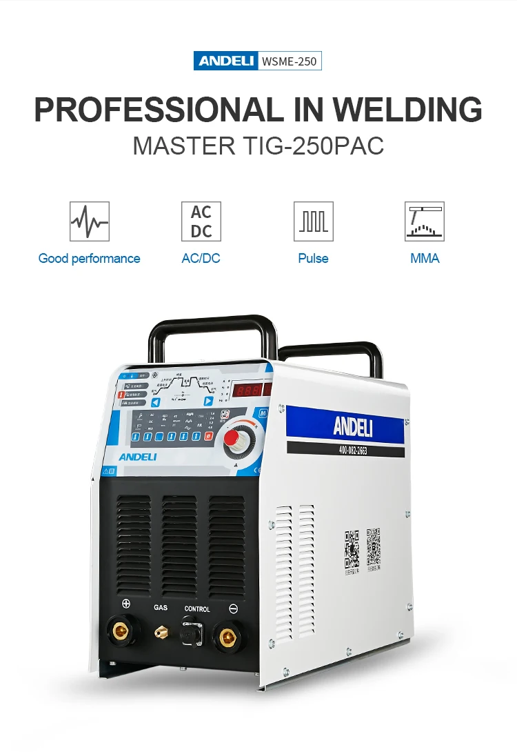 Andeli Tig-250pac Инвертор Ac Dc Digitale Blokgolf Aluminium Met Tig точечный сварочный аппарат Lasser сварочное оборудование паяльная машина