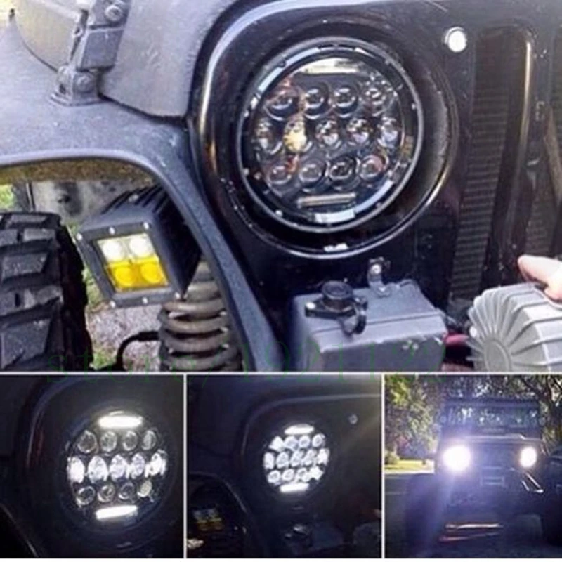 Передние фары для мотоцикла 2 шт. светодиод 7 дюймов 75 Вт DRL Jeep Wrangler Hummer