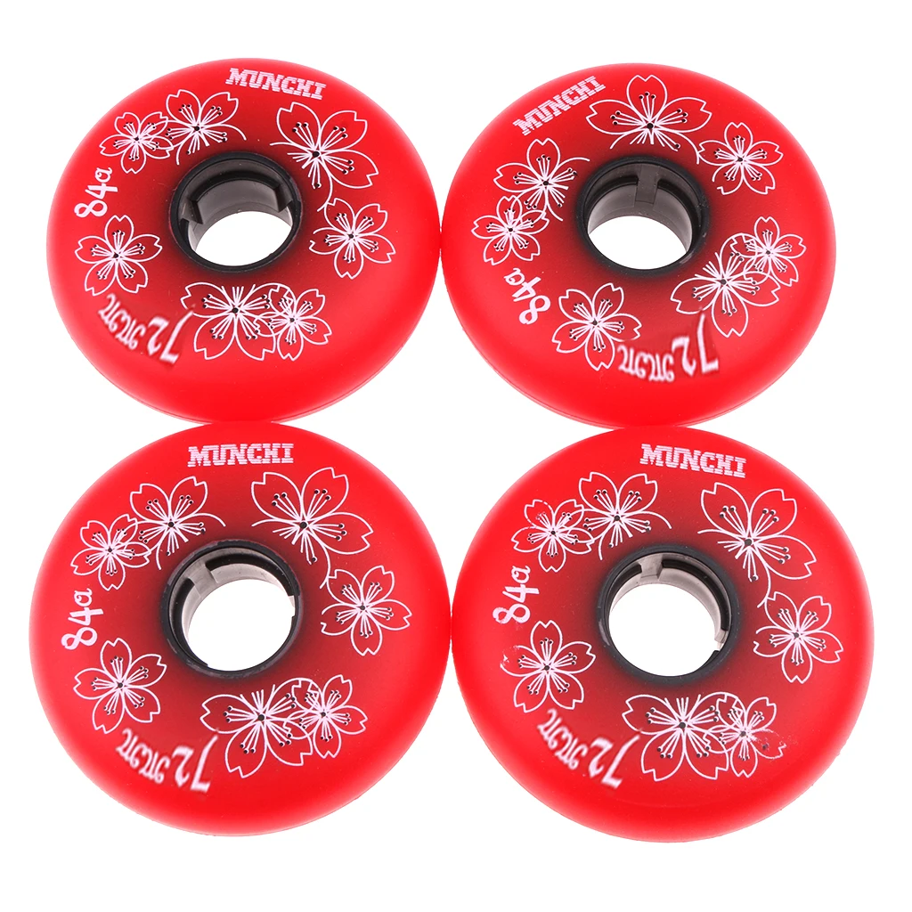 72mm Red 4 шт. сверхмощный встроенный роликовый Хоккей фитнес скейт Замена колеса 84A черный/красный 72 мм/76 мм/80 мм - Color: 72mm Red