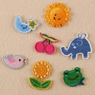 7 шт. смешанные нашивки с птицами, слонами, подсолнухами, наклейка с помощью утюга или пришивания, тканевая наклейка для одежды, значок, вышитая аппликация, DIY BT117