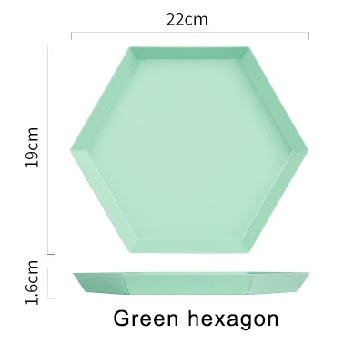 green hexagon Скандинавские пластины из нержавеющей стали Геометрическая серия ромбовидный комбо лоток креативный металлический блюдо для завтрака - Цвет: green hexagon