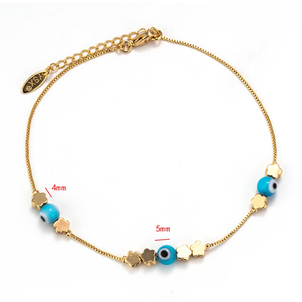 Lucky Eye Blue Evil Eye браслеты на босую ногу сандалии, вязанные крючком бижутерия для ног ножные браслеты Цветы Браслеты для женщин ножная цепочка EY6103