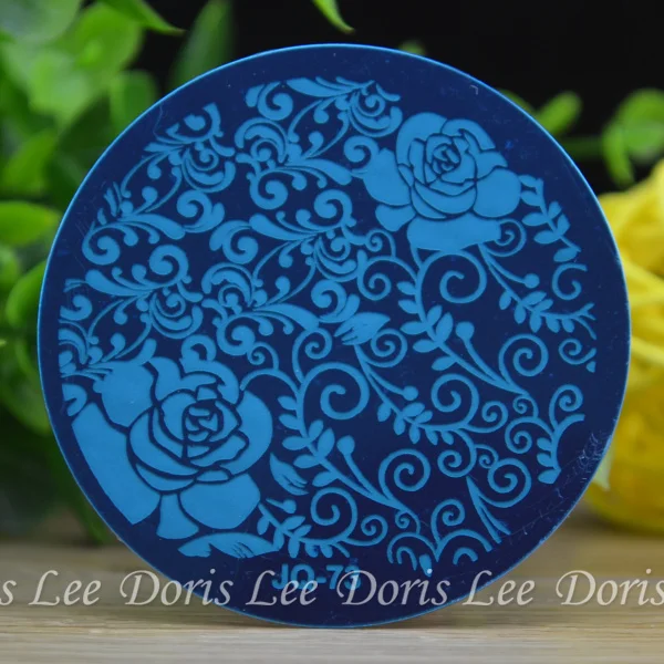 Роза цветы искусства ногтя плиты штемпелюя Набор круглых Нержавеющая сталь лак