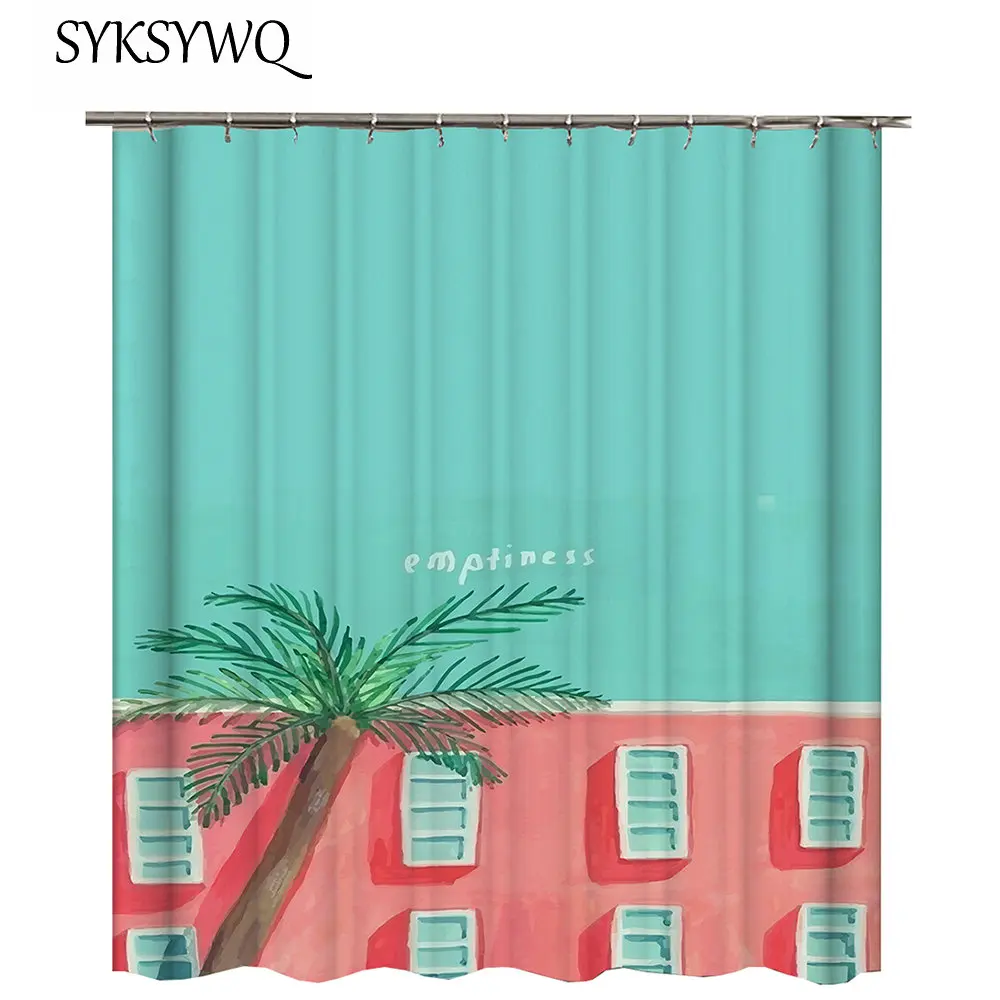 Cactus Shower Curtain Succulent Plants Bath Green Bathroom Fabric Rideau Douche 3D | Дом и сад