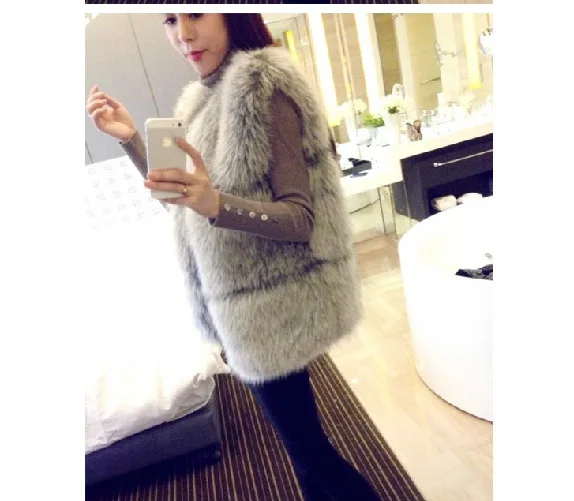 real fur coats promotion rushed abrigos mujer for women 2015 luxury winter artificial faux fox vest free shipping | Женская одежда