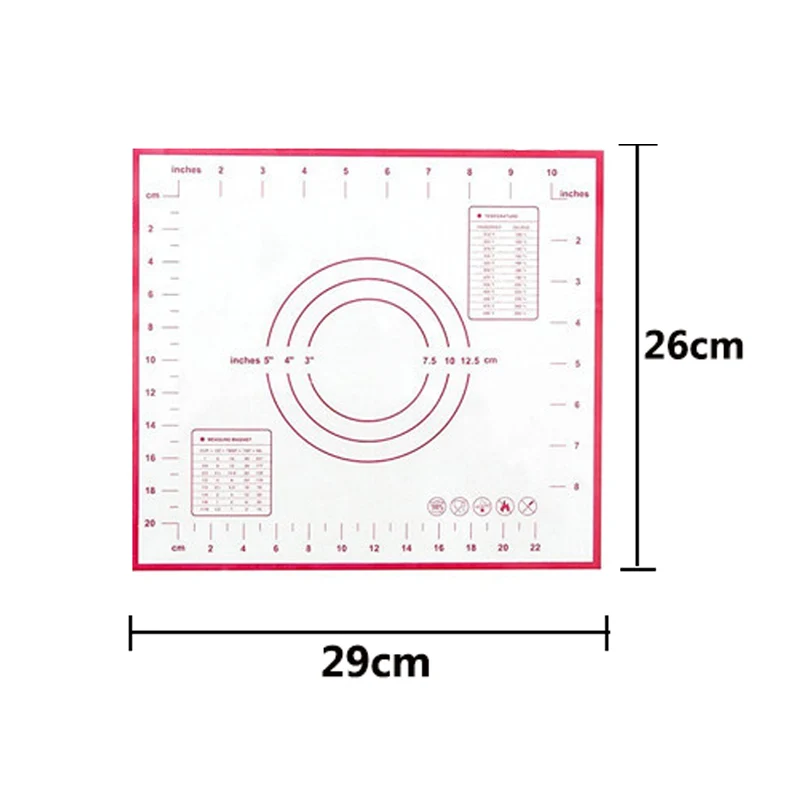 Red-26cmx29cm FHEAL силиконовые коврики для выпечки с антипригарным покрытием для духовки, раскатки теста, помадка, кондитерские изделия, коврики и вкладыши, формы для выпечки, кухонные инструменты для выпечки - Цвет: Red-26cmx29cm