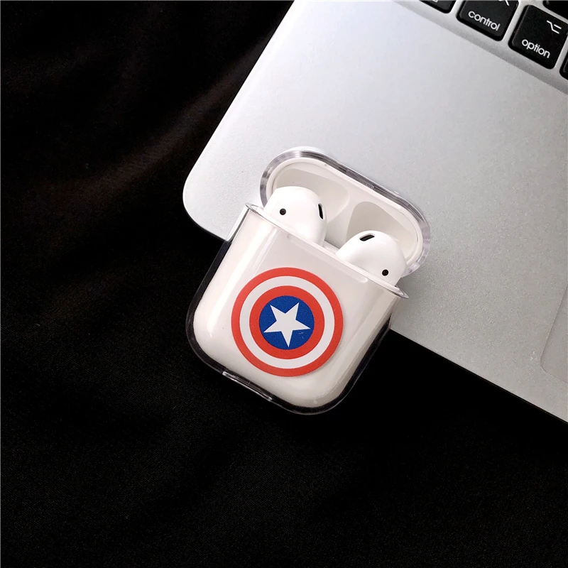 Милый прозрачный чехол с рисунком супергероя для Airpods, беспроводной защитный чехол, противоударный чехол для Apple Air Pods, 2 чехла для зарядки