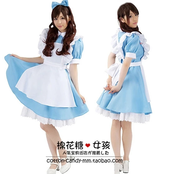 Алиса в стране чудес костюм синяя Горничная косплей для женщин мечта взрослых