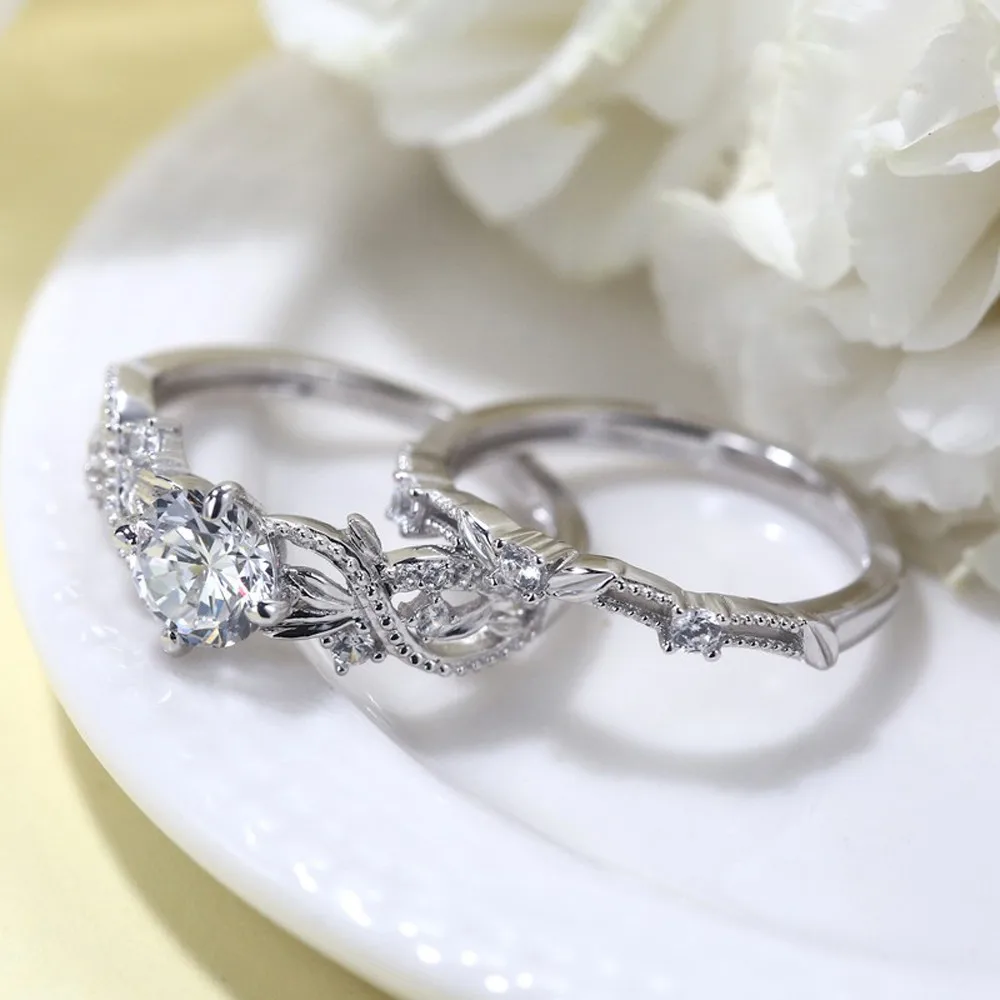 Женское кольцо 2 в 1 с цирконием дизайнерское цветами аксессуары для помолвки
