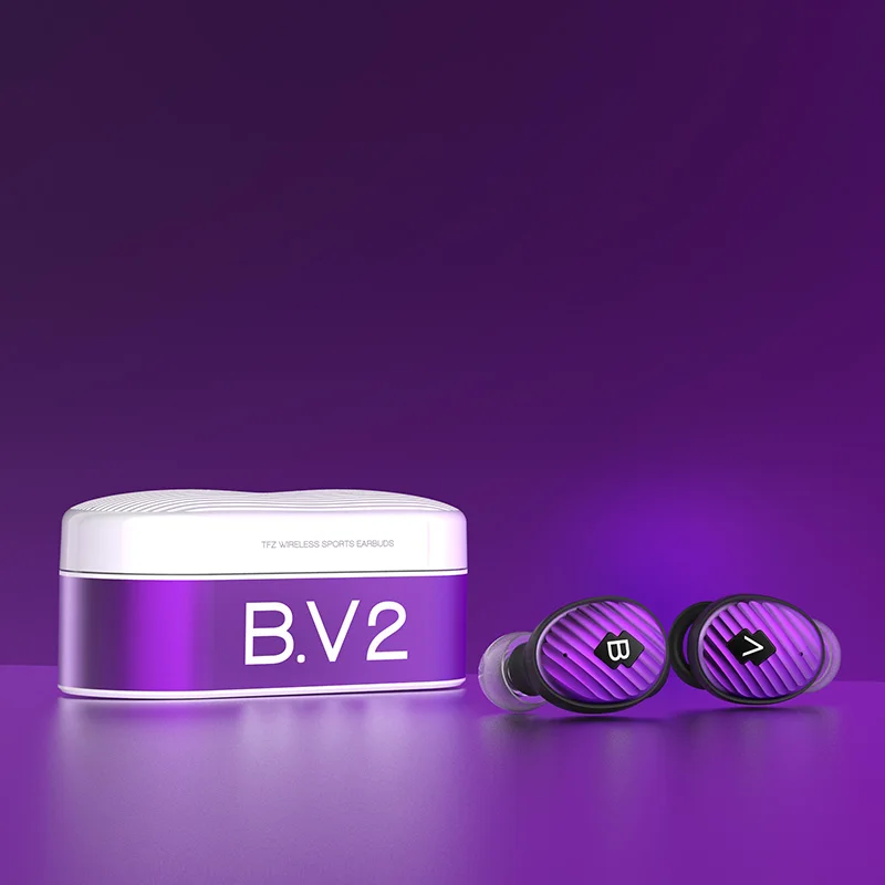 purple TFZ BV2 BV2 TWS Bluetooth V5.0 наушники-вкладыши с зарядным устройством двойной микрофон IPX5 для телефона huawei Xiaomi - Цвет: purple