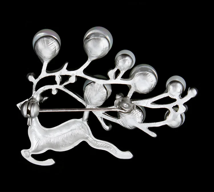 Посеребренные Создана Жемчужина Олень Брошь Ювелирные Изделия Милые Животные