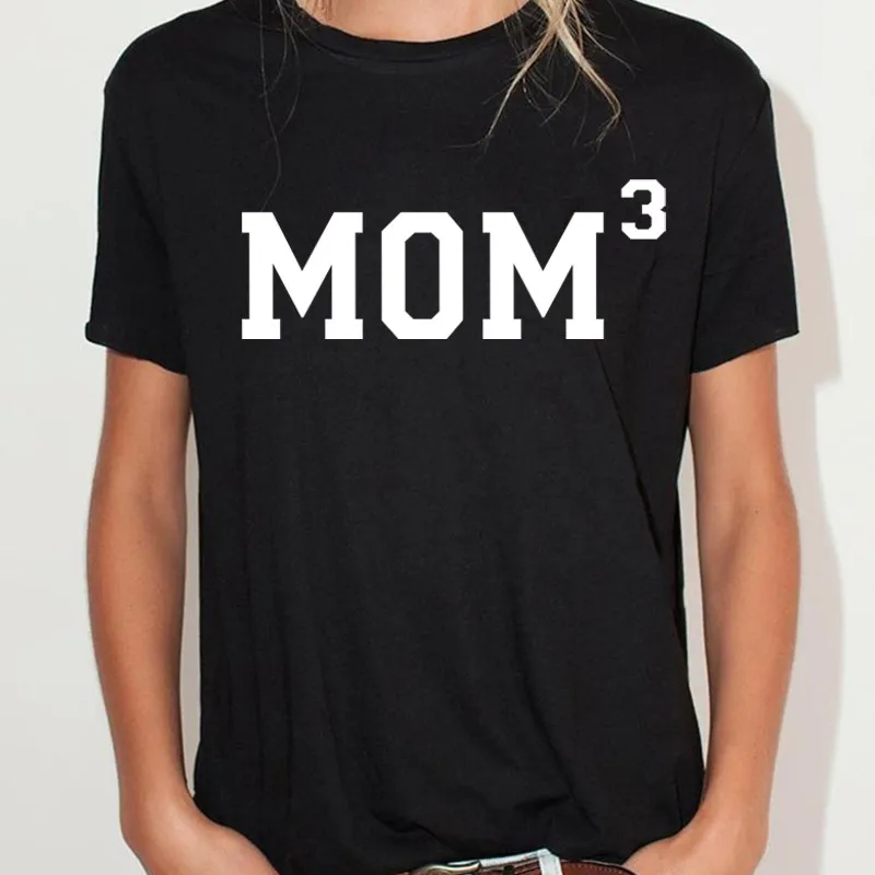 SexeMara WT0081 New Mom Gif Mother of 3 Prinrt T shirt Women Short Sleeve Casual Top | Женская одежда
