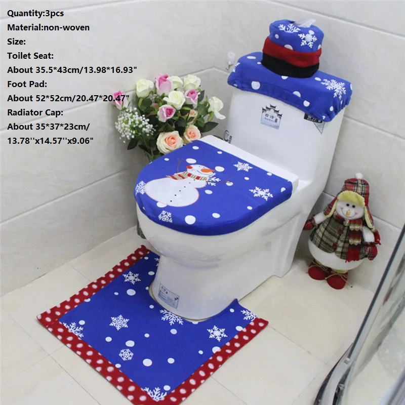 3pcs 09 3 шт. рождественское сиденье для унитаза и коврик для ванной комплект Необычные Санты коврик для ванной рождественские украшения для дома - Цвет: 3pcs 09
