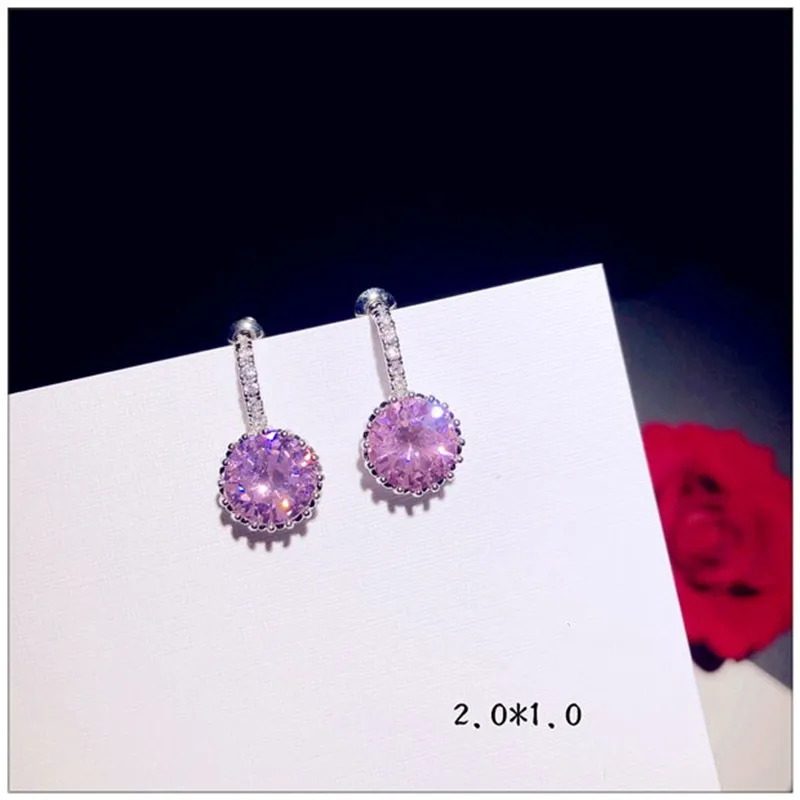 Серьги-капли из стерлингового серебра S925 пробы для женщин с розовым кубическим цирконием, длинные милые Винтажные серьги-капли для невесты на свадьбу, хорошее ювелирное изделие