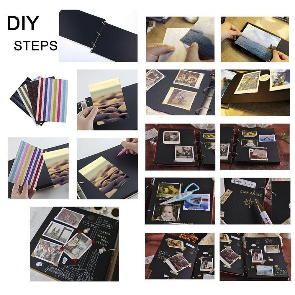 10 Inch DIY Photo Albums Scrapbook Vintage Style Art Handmade 30 Cards Photo Album for Lover Wedding Stickers Scrapbooking