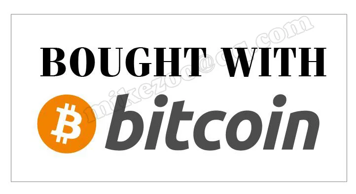 1000pcs/lot  12x6cm BOUGHT WITH BITCOIN Self-adhesive white PVC label sticker Item No.FS08