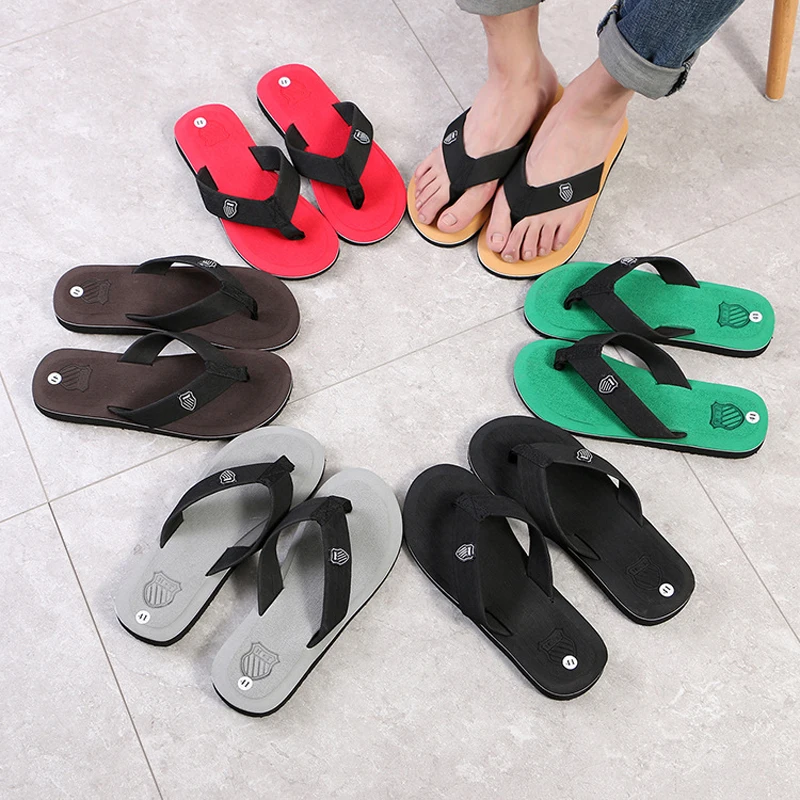 Summer Men Flip Flops Beach Sandals Mens Indoor Or Outdoor Shoes Couples Home Bathroom Anti-slip Tide To Wear Cool Slippers