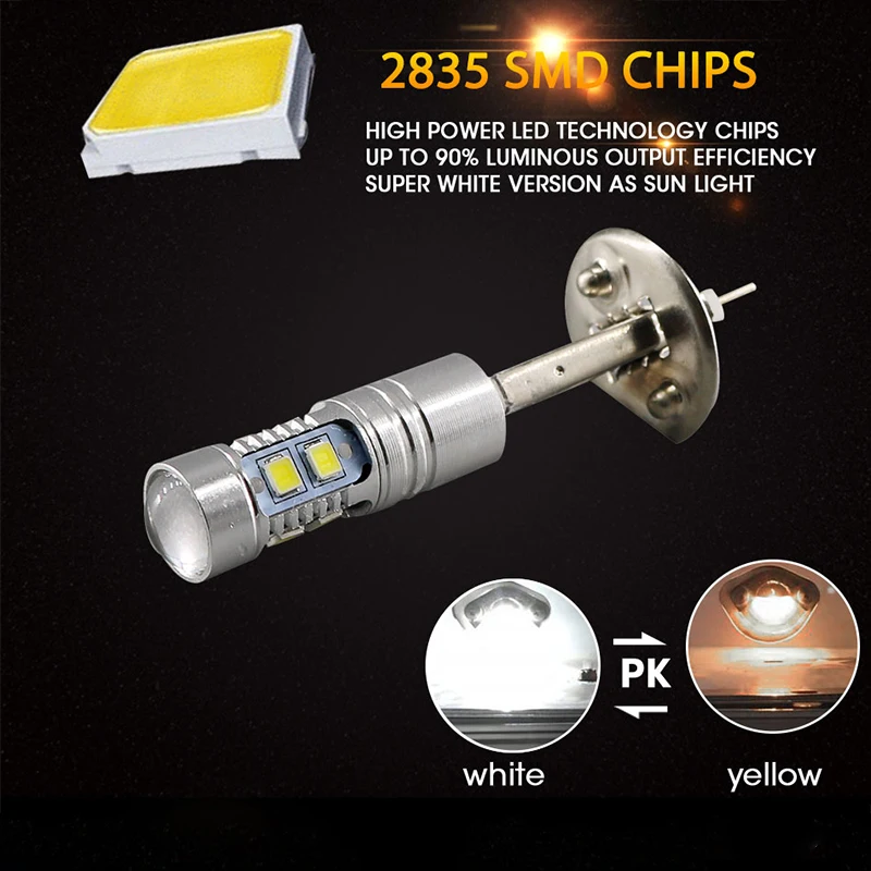 2 шт. H1 светодиодный лампы 10SMD 2835 50 Вт высокой мощности Мощность супер яркие