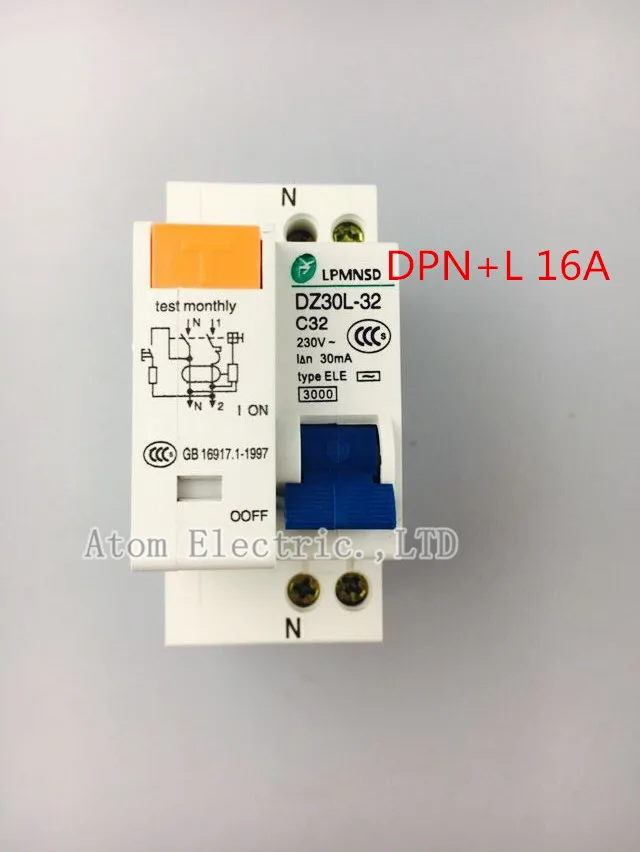 DZ30LE -16A двойной провод Φ DPN мини Бытовой Воздушный выключатель Mcb RCBO | Обустройство