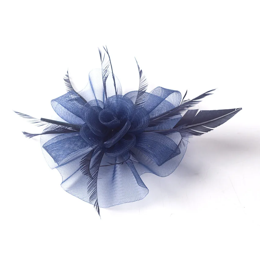 Женщины шанфу 2017 сетка Вуалетка перо головная повязка Свадебные шапки с заколкой