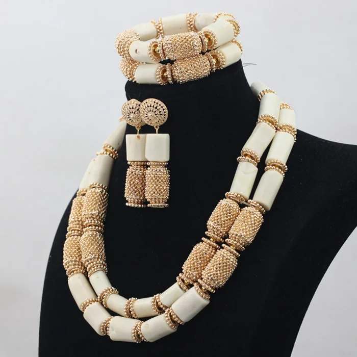 Роскошный комплект украшений из 2 слоев: ожерелье серьги и браслет белого