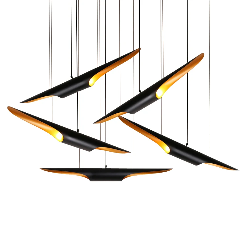 

Modern Minimalist Creative Personality Pendant Lamp Double Oblique Aluminum Bar Restaurant Bamboo Section Hanging Lights F9281#